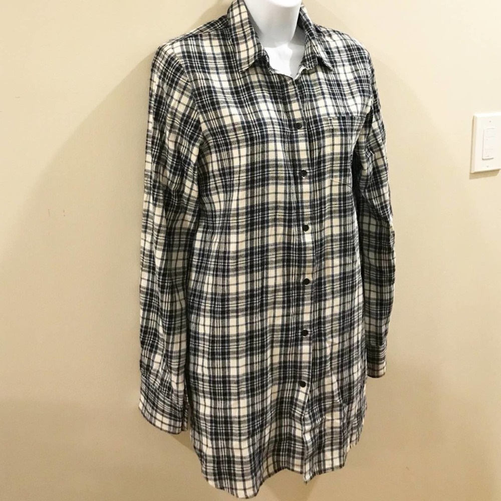 Madewell Flannel Oversized Ex Boyfriend Top Size S - Picture 5 of 12